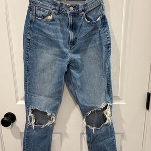 American Eagle Outfitters High-Rise Distressed Blue Jeans